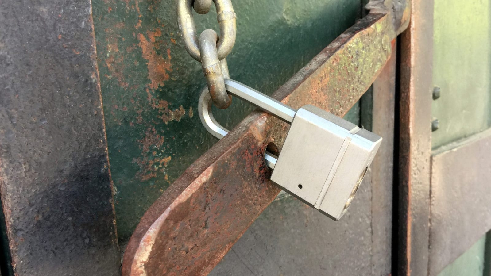 Photograph of metal door with security lock