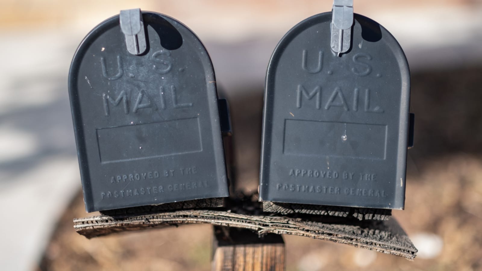 Photograph of mail boxes