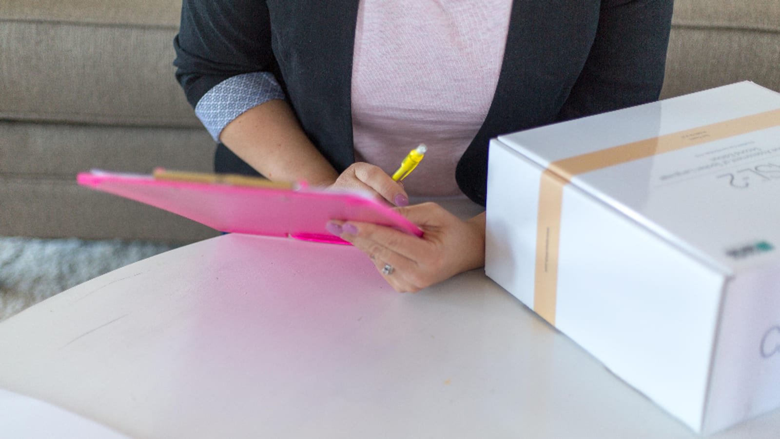 Photograph of clipboard hand